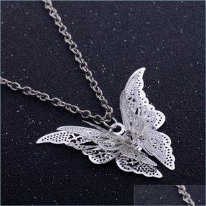 Pendant Necklaces Sier Butterfly Diamond Necklace Chain Jewelry Women Fashion Gift Drop Delivery Necklaces Pendants Dhscc