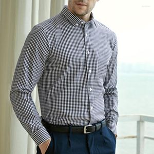 Camisas casuales para hombres Algodón de alta calidad Enagua clásica Cocodrilo Hombres # 39; s Camisa de manga larga Plaid Streetwear Top