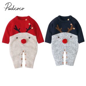 Rompers Baby Autumn Winter Clothing Xmas Kids Knitted Infant Romper Sweater Jumpsuit Boy Girl Deer Elk Knitwear Warm Clothes 221122