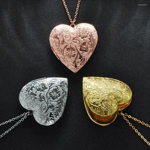 Pendant Necklaces Lover Gift Po Frames Can Open Locket Heart Necklace Jewelry For Women Girlfriend