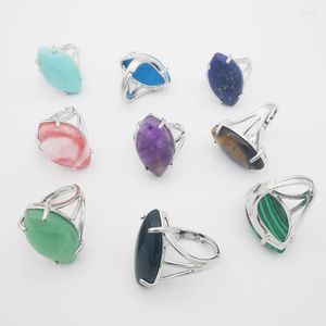 Ringos de cluster Charme Redmizável Opal Turquesa Amethysts Aventurina Rodonita Rose Quartz Cherry Clear Crystal Marquis Bad Bad Ring 1pcs