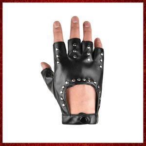 ST509 Guanti senza dita alla moda con borchie Guanti da equitazione per moto in pelle PU Donna Rivetti freddi Guanti da ballo Accessori per moto