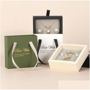 Jewelry Boxes Paper Der Jewelry Box Ring Necklace Packaging Gift Boxes Display Cases With Handle For Wedding Proposal Drop Delivery Dhgem