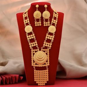Gligli Luxury Dubai Gold Color Jewelry Sets African Indian Bridal Wedding Gifts Party for Womenネックレスブレスレットイヤリング