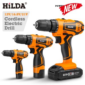 Elektrikli Matkap Hilda 12V 16V 20V Kablosuz Tornavida Mini Kablosuz Güç Sürücüsü DC Lityum İyon Pili 221122