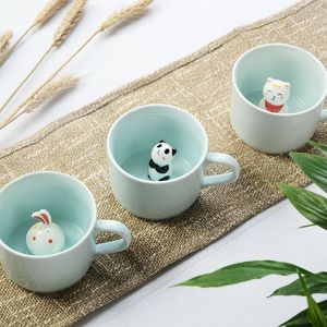 Tassen kommen kreative Cartoon Keramik niedliche Tiermilch Tee Tasse 220 ml Neuheit Geburtstagsgeschenke 221122