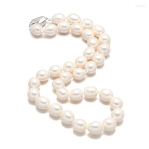 Kedjor ris typ naturlig pärla vitrosa armband halsbandsmycken för DIY födelsedagspresent storlek 8-9mm