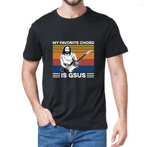 Erkek Tişörtleri En sevdiğim akor GSUS Jesus Gitarre Spielen Vintage Gitar İnce Kısa Kollu Sweatshirt Pamuk T-Shirt Unisex Üst Tee