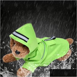 Dog Apparel Dog Raincoat Waterproof Hood Small Pet Rain Coat Puppy Cat Tactic Rainwear Double Deck With Pocket Snap Button 14 5Sl G2 Dhtyi