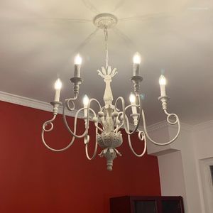 Lustres de lustre clássico francês iluminação de suspensão branca Luminaire Industrielle para sala de estar Lâmpada moderna do quarto LED