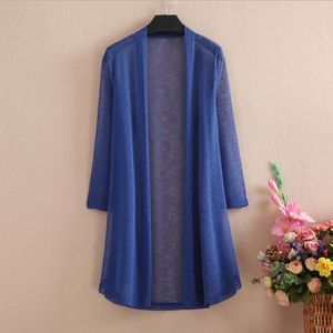 Kvinnors stickor Tees Spring Summer Autumn Long Cardigan Solid Color Female Cardigans Casual Loose Coat Jacka Ladies Shawl Ytterkläder 221123