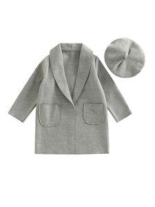 Coat Toddler Baby Girls with Hat Solid Lapel Jacket Long Sleeve Double Pockets Winter Warm Outfits 221122