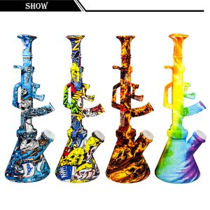 Silicone Shisha Bong Gun Shape Hookahs Colorful Unbreakable Smoking Accessories