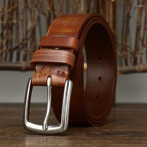 Gürtel 3,8 cm Männlich Retro Pferd Zaumzeug Öl Wachs Gürtel Cowboy Jeans Echtes Leder Rindsleder Männer Ceinture Vintage Für Taille