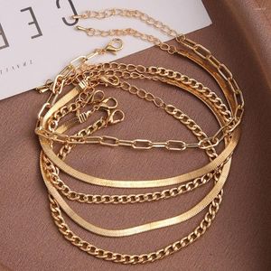 Anklets diezi 2022 Vintage Simple Gold Color Snake Link Chain Women Girls Bohemian Leg Ankel Anklet Armband Beach Jewelry