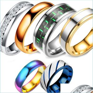 Band Rings Stainless Steel Diamond Ring Rotatable Chain Rainbow Engagement Wedding Women Mens Fashion Jewelry Drop Deliver Dhybj