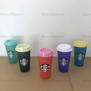 The mermaid Starbucks 24OZ Color Change Tumblers Plastic Drinking Juice Cup With Lip Magic Coffee Mug Costom 100pcs Mug 523N