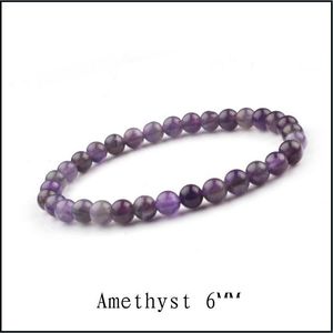 Beaded New 6mm Natural Stone Red Agate Amethyst Green Oriental Solid Color Female Armband Fine Work Bästa present Drop Delivery Dhgarden Dhmka