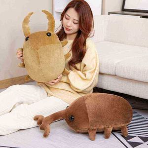 1Pc 5060Cm Creative Simulation Insect Plush Stuffed Toy Cartoon Dolls Kawaii Beetle Cushion Kids Boys Birthday Gifts J220729