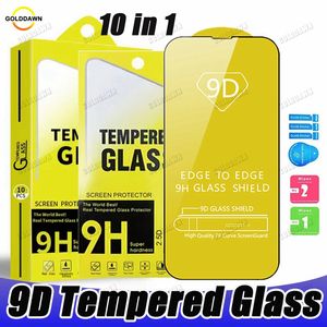 Protetores de tela de vidro temperado 9D para iPhone 15 14 Plus 13 12 pro max Xr Xs X Samsung A02S A03S A20S A20 A30S A40S A50S Filme de tela de cobertura completa com pacote de varejo