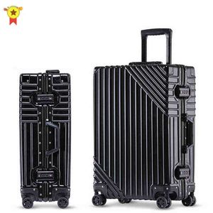 Aluminum Frame Rolling Luggage Spinner Girl Trolley Travel Bag Inch Men Business Carry On Suitcases Wheel J220707