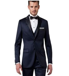 2018 Wysokie wysokiej jakości niestandardowe włoskie granatowe garnitury męskie z pieczeniami z kurtkami Groomsmen garnitur dla mężczyzn garnitury ślubne Tuxedos