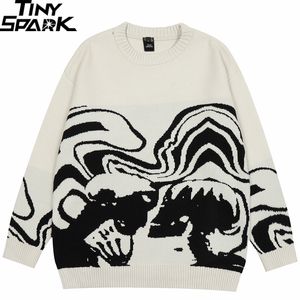 Maglioni da uomo Uomo Streetwear Retro Pittura Teschio Grafico Hip Hop Lavorato a maglia Vintage Pullover Casual Lana Pantaloni a vita bassa 221124