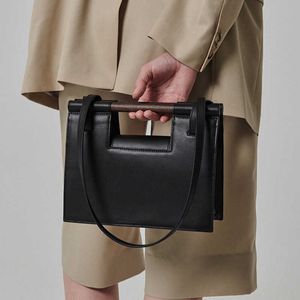 Omuz çantaları çanta vintage ahşap tutamak kadın çanta tasarımcısı kare çantalar lüks pu deri deri çapraz çanta moda kalitesi kadın çanta 221123