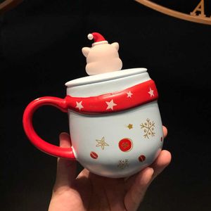 Starbucks Mug Regalo di Natale 355ml Santa Red Scarf Tazza in ceramica Tazze d'acqua con COPERCHI 9FHB