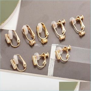 Przypinany śrubowy klips na kolczykach Przetwórca Sier Gold Open Hoop for DIY Studs Kamenid Women Men Men Mode Mode Biżuter