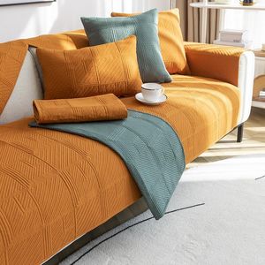 Chair Covers Orange Cotton Fabric Sofa Cover Non Slip Resistant Slipcover Modern Seat European Couch Towel For Living Room Decor
