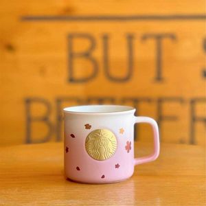 Summer Starbucks Sakura Flying Bronze Mug 355 ml Pink Cherry Blossom Golden Mermaid Bronze Coffee Cup 0H3F