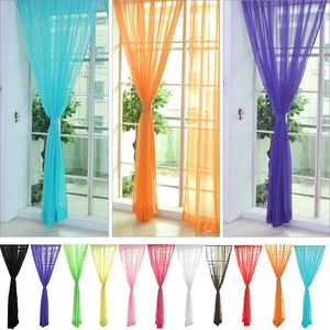 Curtain 1pc Bright Candy Color Floral Voile 2mx1m Beautiful House Decor Washable Door Window Panel Sheer Valances Scarf