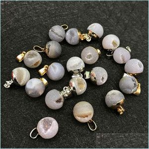 Pendant Necklaces Natural Opening Smile Agate Crystal Sand Bead Stone Pendant Men And Women Diy Necklace Jewelry Making Jewe Dhgarden Dhxbt