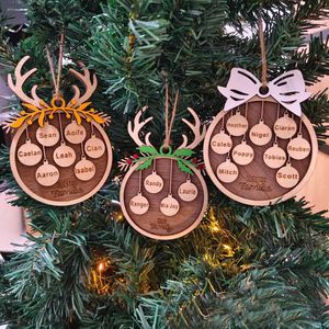 Personalized Christmas Ornaments With Family Names Handmade Christmas Tree Ornament Xmas Custom Name Wooden Decorations Hanging Tags HH22-346