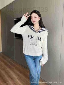 Women's Jackets designer Pjia 22 Autumn and Winter New Navy Collar Knitted Sweater Letter Embroidery Age reducing Fashion Versatile Top 9WPR