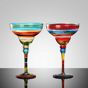 Wine Glasses Darling Family Creative Margarita Wine Glasses Handmade Colorful Cocktail Glass Goblet Cup Home Bar Wedding Party Drinkware 221124
