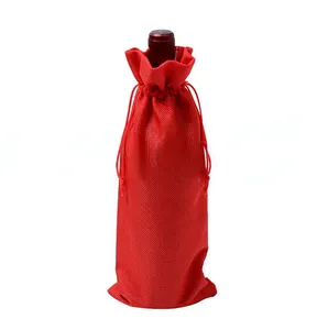 Coperture per bottiglie di vino in iuta solida Sacchetti regalo per imballaggi ciechi per vino champagne per la tavola da pranzo di nozze di Natale Decorare 16x36 cm