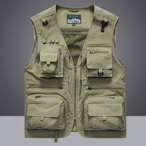 Mäns västar Summer Men Lossing Tactical Coat Casual Pographer Waistcoat Mesh Work Sleeveless Jackor Tools Pocket 5xl 221124