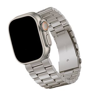 Smart Straps Titanium Starlight Link Armband Rostfritt stål klockband 3 pärlband Band Butterfly Spänne för Apple Watch Series 3 4 5 6 7 8 SE Ultra 41 45 49mm