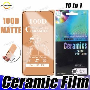 100D Matte Clear Ceramic Displayschutzfolie Nano Explosionsgeschützter Schutzfilm für iPhone 15 14 Plus 13 12 Mini 11 Pro Xs Max XR X 8 7 6 6S Plus mit Einzelhandelsverpackung