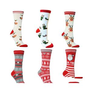 Noel Süslemeleri Noel Dekorasyonları Çift Noel Baba Socks Pamuk Kış Yıl Çizgili Zemin Antiskli Sevimli Geyik Noel Dekorati DHDM3