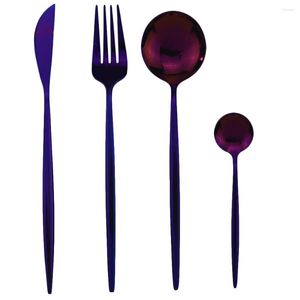 Flatware Sets Colorful Tableware Set Mirror Cutlery 304 Stainless Steel Utensils Kitchen Dinnerware Include Knife Fork Spoon 18/10