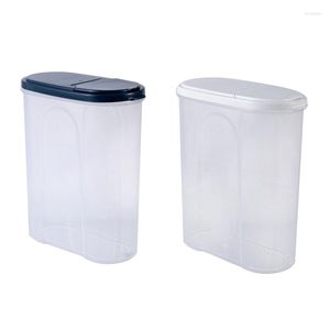 Storage Bottles 2Pcs Kitchen Cereal Dispenser Refrigerator Box Dry Food Rice Container Flour Grain Bottle-Blue & White