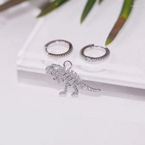 Dingle örhängen baoyocn real 925 sterling silver asymmetrisk liten dinosaurie ben mikro kubik zirkoniumstenar kvinnor smycken smycken