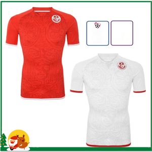 2022 TUNISIA SOCCER JERSEYS Maillot de Foot Home Red Msakni Khazri koszulka z Biały Khalifa Sassi Maaloul Tunezia Football Mundur