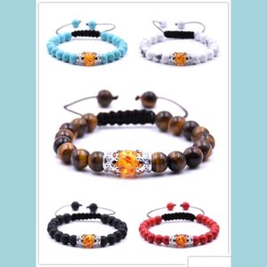 Perline 10Pc / Set Gioielli Braccialetti Tessuti Fatti A Mano Fili Bracciale Regolabile Con Perline Di Ambra Turchese Con Doppia Corona Per Me Dhgarden Dhfkp