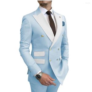 Herrdräkter 2022 herrarna Slim Fit Double Breasted Lapel Fashion Groom Groomsmen Wedding 2 Piece Set