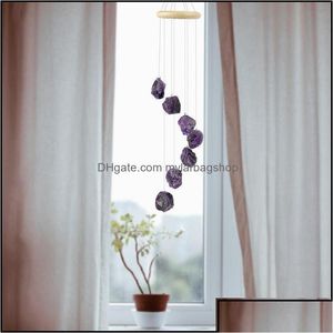 Arts And Crafts Arts And Crafts Amethyst Energy Crystal Wind Chimes Pink Window Wall Side Home Decoration Drop Delivery 2021 Garden Dhucw