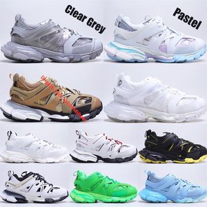 Paris Track 3 0 Sneakers Casual Shoes High Quality Clear Sole White Cream Pastell Light Blue Mens Womens Multi-Layered Platform Out273f